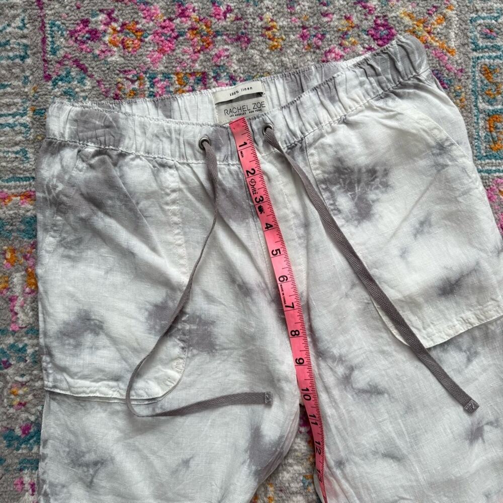 Rachel Zoe White Grey Tie Dye 100% Linen High Rise Lightweight Jogger Pants XS - Picture 8 of 10